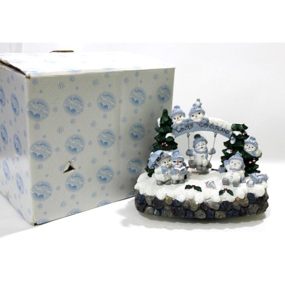 Encore Snow Buddies Crystal At Play Musical Figurine Winter Wonderland Wind Up